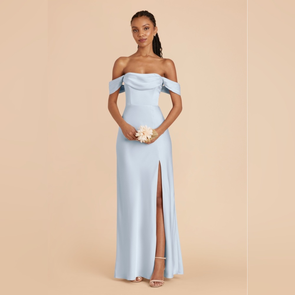 Birdy Grey Mia Convertible Matte Satin Dress – Mist Blue, Size M (NWT)